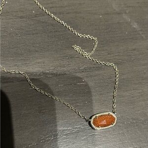 Kendra Scott Gold Necklace with Orange Pendant